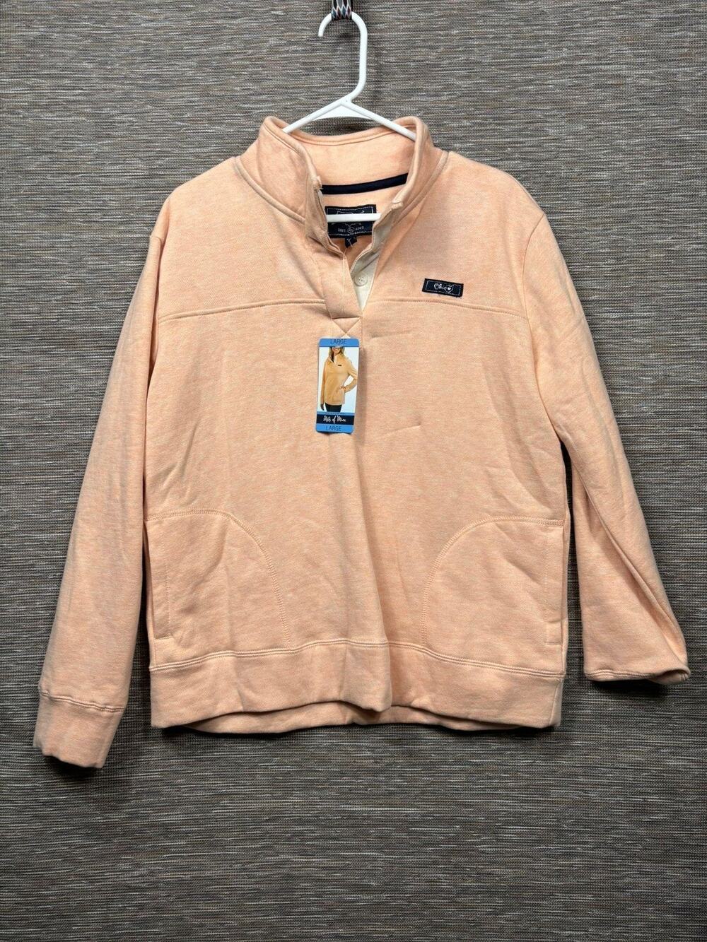 State Of Mine Sweatshirt Womens Large Pink Tennessee Henley Fleece Pullover